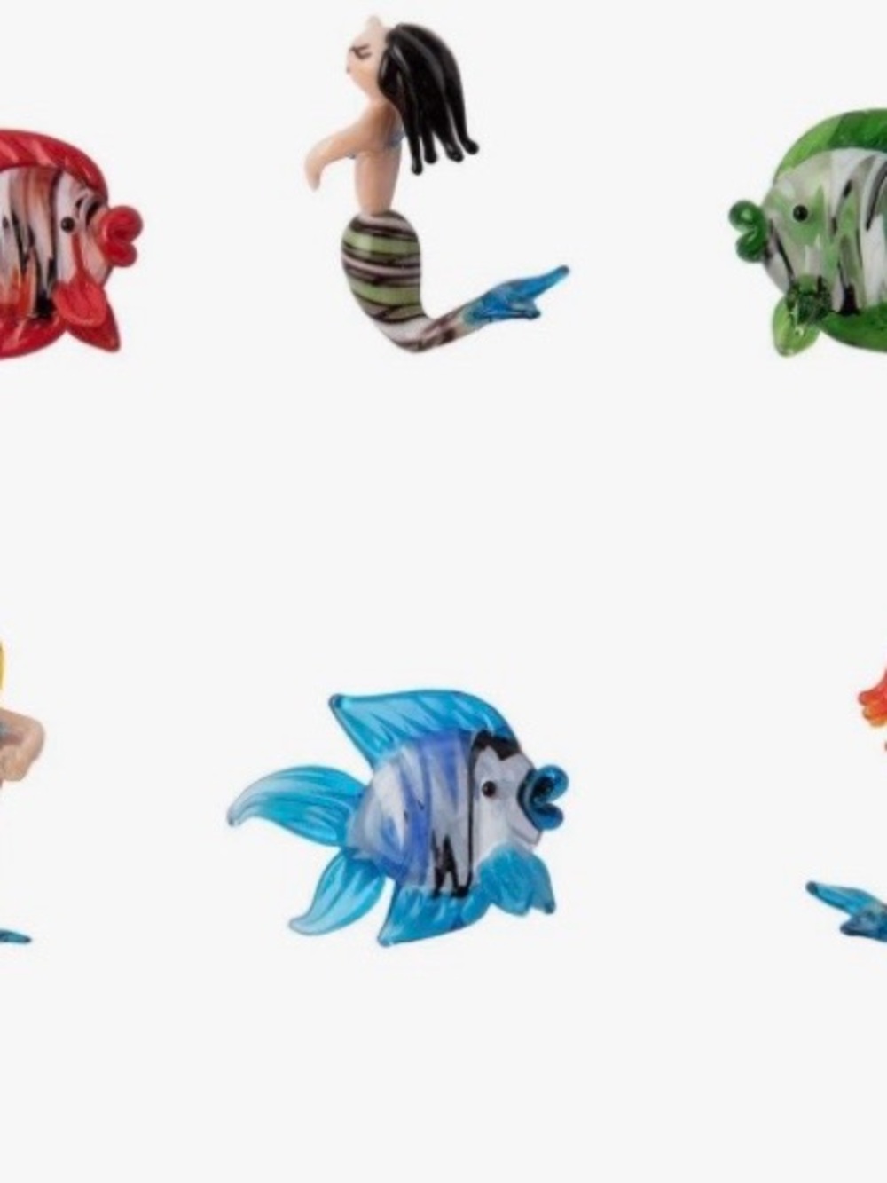 NIB miniature glass blown fish and mermaids